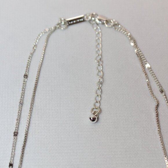 Jenny Bird "Leana" Double-Chain Silver Necklace with Bar Pendent - Picture 7 of 10